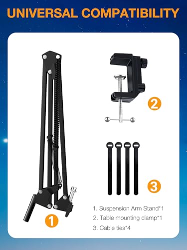 QuadCast Boom Arm, Mic Arm for Blue Yeti HyperX QuadCast SoloCast Fifine AM8 and Most Microphone, Mic Stand Desk with 3/8" to 5/8" Adapter by SUNMON - color: Mic Boom Arm