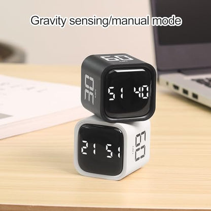 Productivity Cube Timer, Time Management, Gravity Sensor Flipping LED Display 4 Preset Time Dual Modes Time Management Countdown Cooking Student Study Mini Digital Timer Black - color: Black