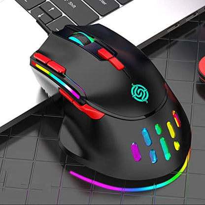 RGB USB Gaming Programming 6400DPI 9 Buttons Programmable Ergonomic for Mice PC Computer USB Gaming Programmable - color: White