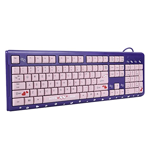 ANGGREK Silent Keyboard Mechanical Keyboard Membrane USB Wired 104 Keys QWERTY with Adjustable Bracket for Laptop Home Office Gaming (Purple Pink) - color: Purple Pink