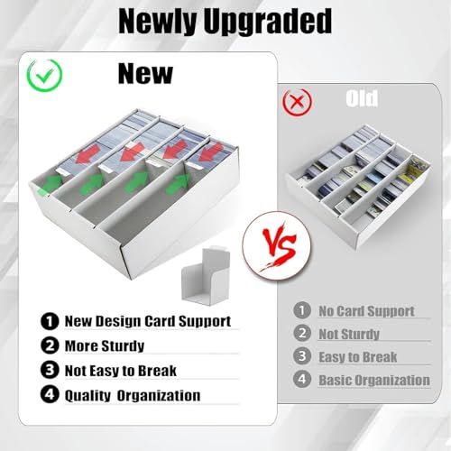Card Storage Bbox, 4 Row Card Box for Standard Card with Card Stoppers 1Pcs | 4 Row Cardboard Storage Box for Standard Card Laminated Cardboard Surface Card Stopper - size: 1 Pack