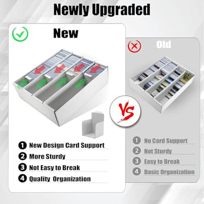Card Storage Bbox, 4 Row Card Box for Standard Card with Card Stoppers 1Pcs | 4 Row Cardboard Storage Box for Standard Card Laminated Cardboard Surface Card Stopper - size: 1 Pack