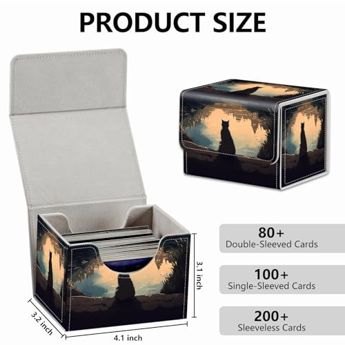 Strong Magnet Card Case Deck Box Mtg Card Box Playing Card Box Magic Deck Box Tcg Up to 200 Cards Creative Pattern Trading Card Storage Box for Collectible Card Games, A Pretty Cat - color: A Pretty Cat