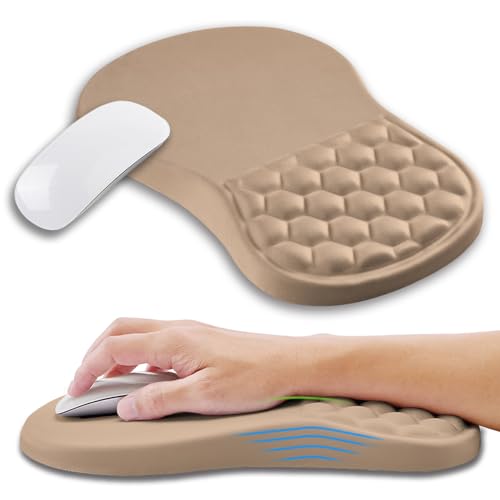 Ergonomic Mouse Pad Wrist Support with Memory Foam Massage Bulge, Carpal Tunnel Pain Relief Mousepad Wrist Rest for Mouse(12x8 inch, Sand Color) - color: Kg029-sand Color