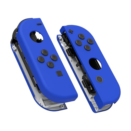 eXtremeRate DIY Replacement Shell Buttons for Nintendo Switch & Switch OLED, Blue Soft Touch Custom Housing Case with Full Set Button for Joycon Handheld Controller - Console Shell NOT Included - color: Blue