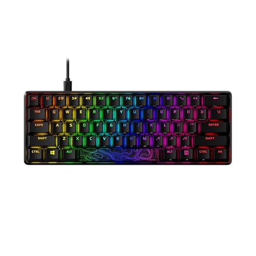 HyperX Alloy Origins 60 - Mechanical Gaming Keyboard, Ultra Compact 60% Form Factor, Double Shot PBT Keycaps, RGB LED Backlit, NGENUITY Software Compatible - Linear HyperX Red Switch,Black - color: Black, size: 60%, style: HyperX Red