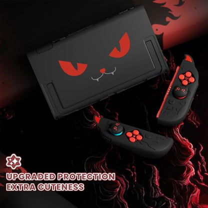 playvital Cute Demon Protective Shell for Nintendo Switch 2, Kawaii Anti-Slip Silicone Grip Cover + Dockable Hard Case for Nintendo Switch 2 with Thumb Grips & Sticker, Shockproof - Black - color: Black