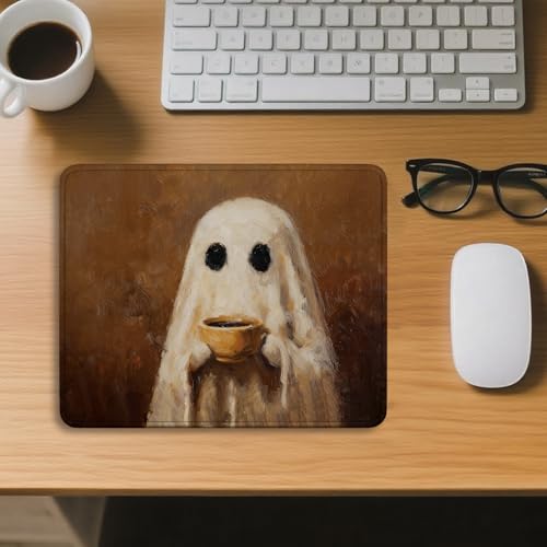Fall Ghost Coffee Mouse Pad for Desk 9.5x7.9 Inch - color: Coffee