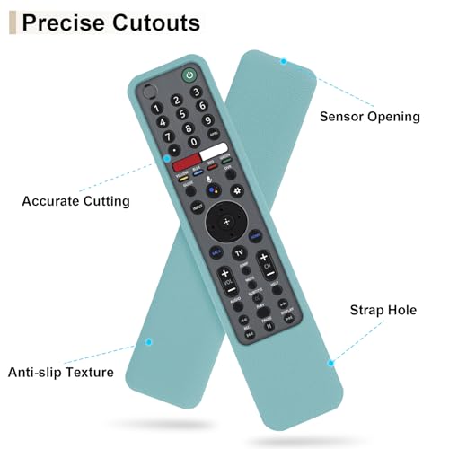 2 Pack Cover for Sony TV Remote RMF-TX600U RMF-TX500U RMF-TX500E RMF-TX600E | Protective Silicone Case for Sony RMF-TX621U RMF-TX520U Remote Control Waterproof, Anti-slip (Glow Green + Glow Blue) - color: Glow Green + Glow Blue