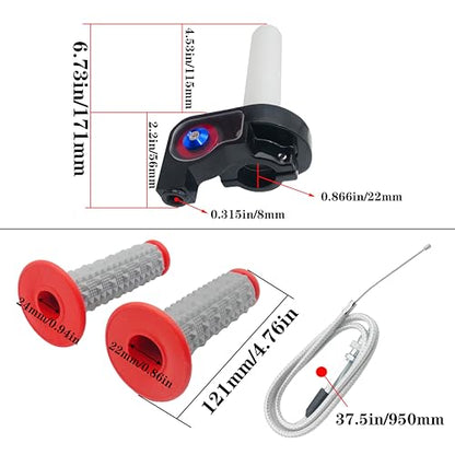 22mm 7/8" Throttle Twists Grip with Throttle Cable Upgraded Universal for Off-Road Motorcycle 250 Dirt Pit Motor Mini Bike YCF CRF70 TTR SSR KLX110 Thumpstar - color: Red