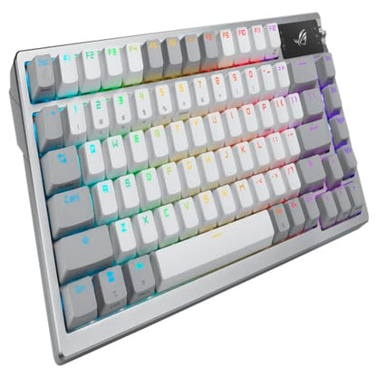 ASUS ROG Azoth Wireless Mechanical Gaming Keyboard – 75% TKL, Tri-Mode Connectivity, Hot Swappable Pre-lubed ROG NX Snow Linear Switches, PBT Keycaps, RGB, OLED Display, PC/Mac Support - White - color: White, size: Snow Linear, style: Azoth