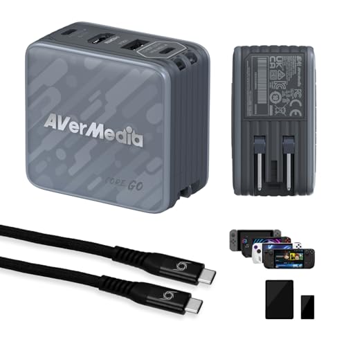 AVerMedia Portable Charger, Switch 2 Dock, 100W GaN Fast Charging USB C Hub, TV Docking Station with 4K60 HDMI, Compatible with iPhone, iPad, Laptop, PC, Gaming Accessories