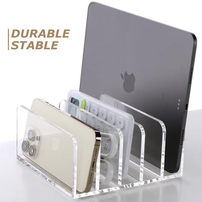 SANRUI 5 Compartments Acrylic Mail Sorter Holder, Clear Document Magazine Envelope File Rack, Vertical Letter Sorter & Multifunction Desk Organizer for Bills, Documents, Notebooks - size: 5 Compartments Rectangle