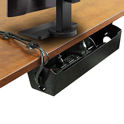 POCHAR 15inch Steel Under Desk Cable Management Tray for Office and Home | Wire & Cord Organizer, Power Strip Holder with Mount Accessories - Standing Desk Cable Tray Wire Management, Black - size: 15inch