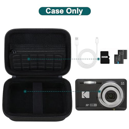 Canboc Hard Case for Kodak PIXPRO FZ55/ FZ45/ FZ43/ FZ53 16MP Digital Camera, Vlogging Camera Bag, Zipper Mesh Pocket fit Cable, SD Card, Black (Case Only) - color: T-Black