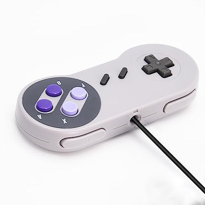 SAFFUN 2 Pack Wired SNES Gamepad Controller - Fully Compatible With Original SNES/SFC [Plug and Play] (Gray/Purple) - color: Wired Gray / Purple