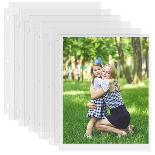 25 Pack 8 x 10 Photo Sleeves for 3 Ring Binder(100 Pictures) | Heavy-Duty Archival Photo Page Protectors, Clear Picture Album Refill Pages Holds, Acid-Free - size: 8x10inch-1pocket, style: 25 pack