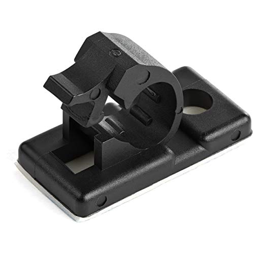 StarTech 100 Adhesive Cable Management Clips, Black, TAA, Sticky (CBMCC1) | Nylon Self Adhesive Clamp UL/94V-2 Fire Rated, Network/Ethernet/Office Desk/Computer Cord Organizer, Wire Holders - size: Small | 0.21 in. max. diameter