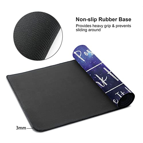 Desk Mat,Inspirational Quotes Gaming Mouse Pad,XXL Mouse Pad Mat for Office,Computer,Keyboard with Non-Slip Base Stitched Eges Stay Positive Work Hard and Make It Happen Mousepad 35''×15.7''×0.12'' - color: Stay Positive Work Hard and Make It Happen