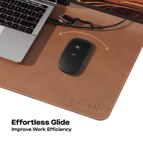 Mobile Pixels Desk Mat, Multifunctional Waterproof (Oak Brown) | Spill-resistant, Non-slip base, Upscaled Stitched Large Extended PU Leather Protective Pad for Desk and Monitor 31.5"x15.75" - color: Oak Brown
