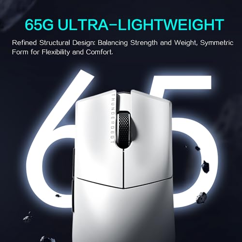 Thunderobot ML903 4K Souris Gamer Sans Fil avec Station de Charge RGB, Capteur Optique de 26 000 DPI,PAW3395,Longue Durée de Vie de la Batterie, Souris Ergonomique Sans Fil Pour PC, Mac - color: White