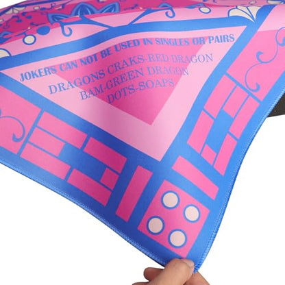 Jongyance Printed Learning Mahjong Mat (33”x33”) with Black Carrying Bag, Anti-Slip, Noise-Reducing, Mahjong Table Mat for Mah-jongg,Poker, Board Games, Dominoes, and Card - color: Purple and Pink