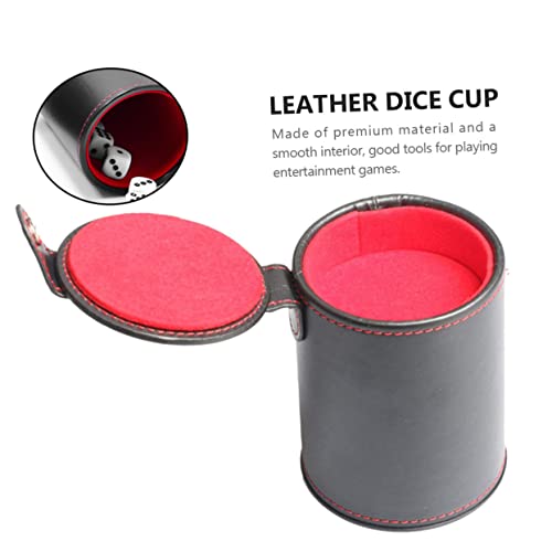 1set Leather Dice Storage Cup Set Lid Pu Leather Double-Layer Dice Container Includes Dices Quiet Shaker for Games Comfortable Grip for and Travel