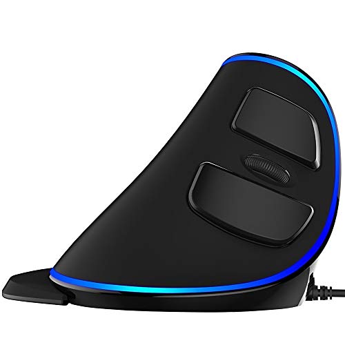 J-Tech Digital Wired Ergonomic Vertical USB Mouse with Adjustable Sensitivity (600/1000/1600 DPI), Scroll Endurance, Removable Palm Rest & Thumb Buttons [V628] - style: Wired