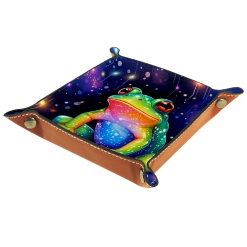 Galaxy Frog Dice Tray PU Leather Dice Rolling Tray Folding Dice Holder for Dice Games, Like RPG, DND and Other Table Games - color: Multi 2