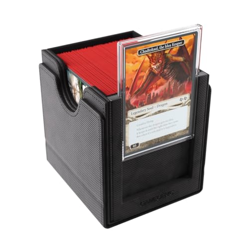Gamegenic Sidekick Pro 100+ XL Convertible - Premium Deck Box with Secure Card Storage, UV Protected Slide Card Case, Display Top Card, Extra Token Drawer, Magnetic Closure, Black Color, Made - color: Black