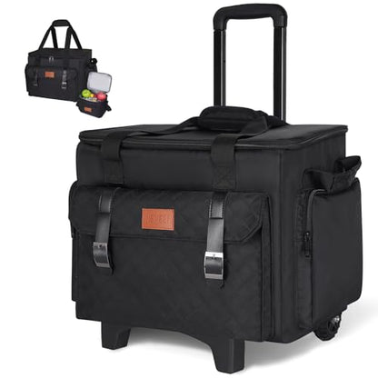 INSMEER Rolling Teacher Bag with Wheels,Wheeled Teacher Tote Bag with Insulated Lunch Bag,with Padded Laptop Compartment - color: Black