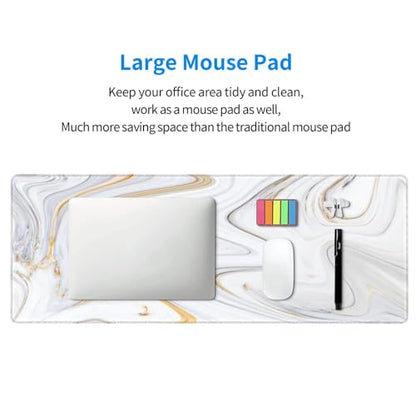 Large Mouse Pads for Desk, Extended Marble Gaming Mousepad for Women Office Gifts, Funny XL Big Stitched Waterproof Nonslip Computer Mats Deskmat for Keyboard, (Gold Grey Striped, 31.5 * 11.8 in) - color: Gold Grey Striped Marble