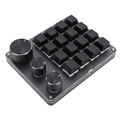 Custom Keypad Macro Pad Programmable 16 Key Wired Small Mechanical Gaming Keyboard for Copying Pasting PS Graphics (Black) - color: Black