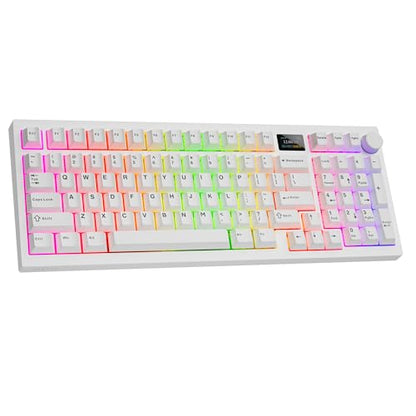 TECWARE Spectre 96% RGB Mechanical Gaming Keyboard | Customizable LCD Screen | Tri-Mode Wireless with Knob | Gasket Mount | South Face 5-Pin Hot-Swappable Sockets | White Cocoa Brown Switch - color: Cocoa Brown