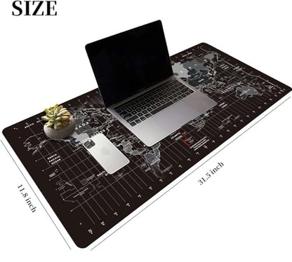 HGWALP Large Keyboard Gaming Mouse Pad Black World Map Mouse Pad with Anti-Slip Rubber Base, Extended XXL Long Gaming Mousepad Big Mouse Pads for Desk,31.5 X 11.8 Inch - color: World Map