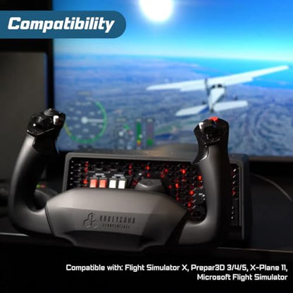Honeycomb Alpha Yoke and Bravo Throttle Quadrant Bundle (2 Items) | 180 Degree Rotation, Steel Shaft and Dual Linear Bearings, Damped Self-Centering, Bravo: 6 Levers, Autopilot Panel