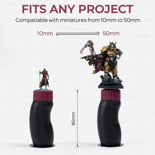 Nicpro Miniature Painting Handle Kit, 360° Rotating Miniature Holder | Ergonomic Handle with Magnetic Dock, 4 Swappable Caps, 3 Dock Plates & 50g Putty, for Model, Fantasy Figurines, 3d Prints