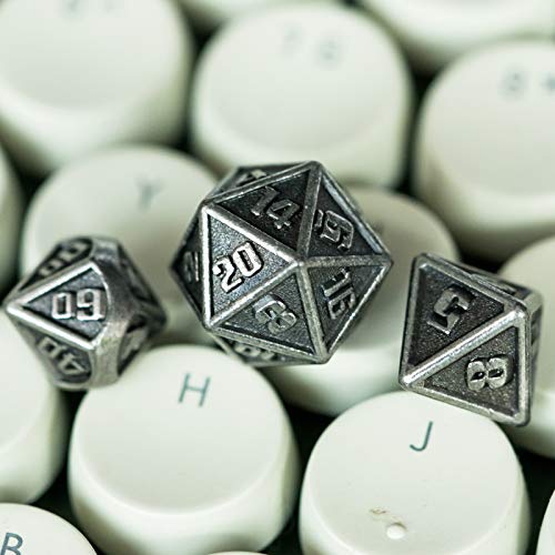 UDIXI Mini Metal DND Dice Set, 10mm Tiny Small Metal D&D Polyhedral Dice Set for Role Playing Games and Other Tabletop Game (Silver) | 7-Pieces, Lightweight, Velvet Drawstring Bag, for Dungeons and Dragons Role Playing Games Tabletop Games - color: Mini-s