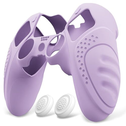 PlayVital Guardian Edition Anti-Slip Ergonomic Silicone Cover Case for ps5 Edge Controller, Soft Rubber Protector Skin for ps5 Edge Wireless Controller with Thumb Grip Caps - Mauve Purple - color: Mauve Purple