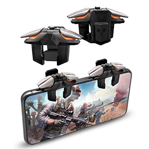 Newseego for Mobile Game Controller, Sensitive Mobile Gaming Trigger Shooter with Six-Finger Linkage for iPhone & Android, Controller Joysticks Aim Trigger Keys for Survival Rules - color: Black -A13