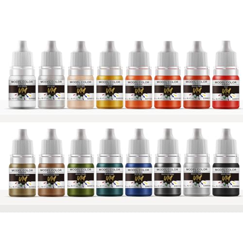 VM Miniature Paint Set, Water-Based Acrylic Paint Set Fantasy & Wargame Modeling Acrylic Paints 16 Bottles x 5ml Brush Acrylic Colors for Models, Figures,Crafts (Game Color Set) - color: Game Color Paint 16Bottles