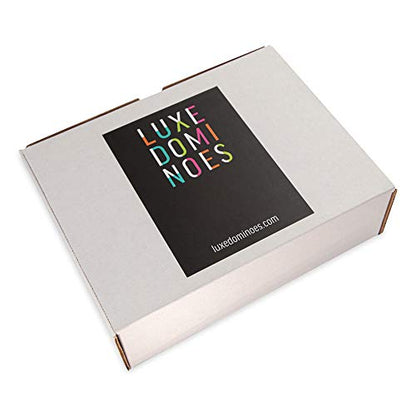 LuxeDominoes Mexican Train Dominoes Set for Adults – Modern Deluxe White Acrylic Double 12 Dominoes Game, 2-8 Players, Adult Game Night Gift (White) - color: White