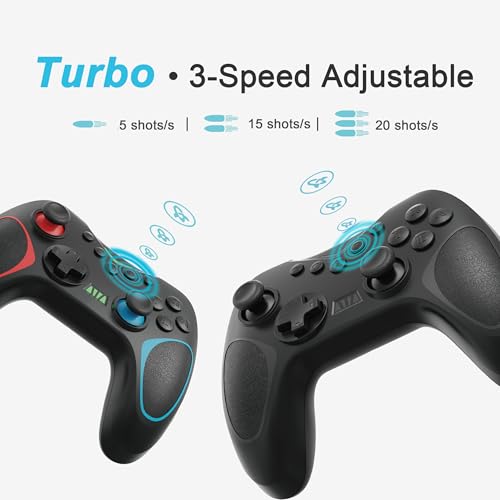 Playnex 2 Pack Wireless Controllers for Nintendo Switch/PC, Hall Effect Joysticks, RGB Lighting, 6-Axis Gyro, Turbo, Dual Vibration & Programmable M1/M2 Buttons (Black + Red/Blue) - color: Black + Red/Blue 2-Pack