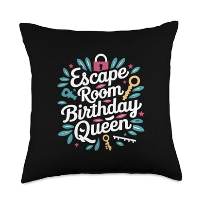 Exit Game Escape Room Escape Room Birthday Queen Throw Pillow - size: 18x18