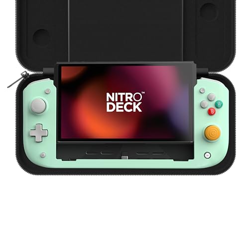 CRKD Nitro Deck Crystal Collection with Carry Case - Professional Handheld Deck with Zero Stick Drift for Nintendo Switch and Switch OLED (Retro Mint - Nostalgia Collection) - color: Retro Mint