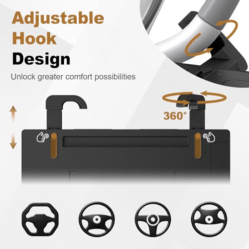 2-in-1 Car Steering Wheel Desk Tray,Adjustable Car Table for Laptop | Car Food Tray for Standard Round Steering Wheels,Car Seat Gap Filling Organizer,Foldable Carbon Fiber Look Table for Working