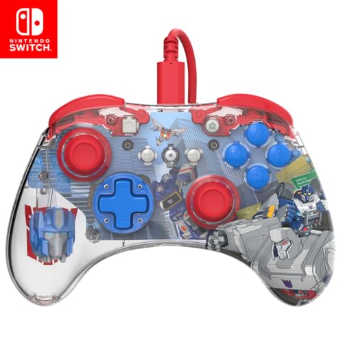 PDP REALMz Nintendo Switch Pro Controller, Customizable LED Lighting, 3.5mm Headphone Jack, Officially Licensed by Nintendo and Hasbro, Transformers: Optimus Prime City Battle - color: Optimus Prime
