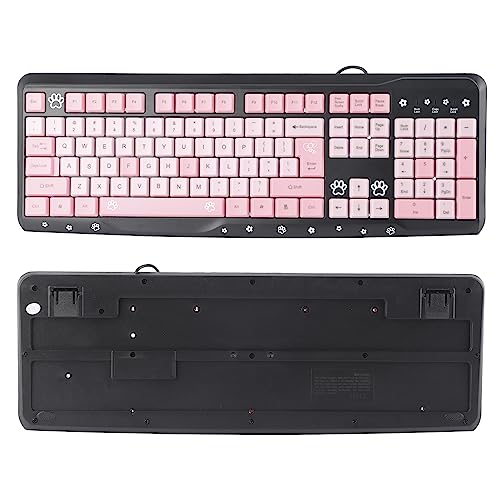 ANGGREK Silent Keyboard Mechanical Keyboard Membrane USB Wired 104 Keys QWERTY with Adjustable Bracket for Laptop Home Office Gaming (Black Pink) - color: Black Pink
