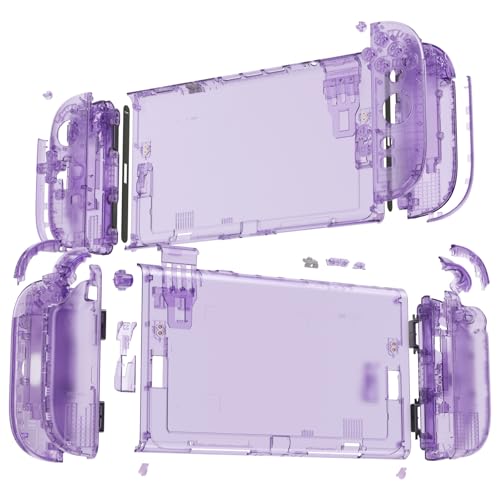 eXtremeRate DIY Replacement Shell Buttons (D-Pad Ver) for Nintendo Switch 2, Full Set Rear Back Plate Controller Housing Buttons for Switch 2 Console & Joycon 2 - Deluxe Version - Clear Atomic Purple - color: Clear Atomic Purple