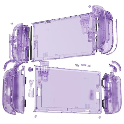 eXtremeRate DIY Replacement Shell Buttons (D-Pad Ver) for Nintendo Switch 2, Full Set Rear Back Plate Controller Housing Buttons for Switch 2 Console & Joycon 2 - Deluxe Version - Clear Atomic Purple - color: Clear Atomic Purple